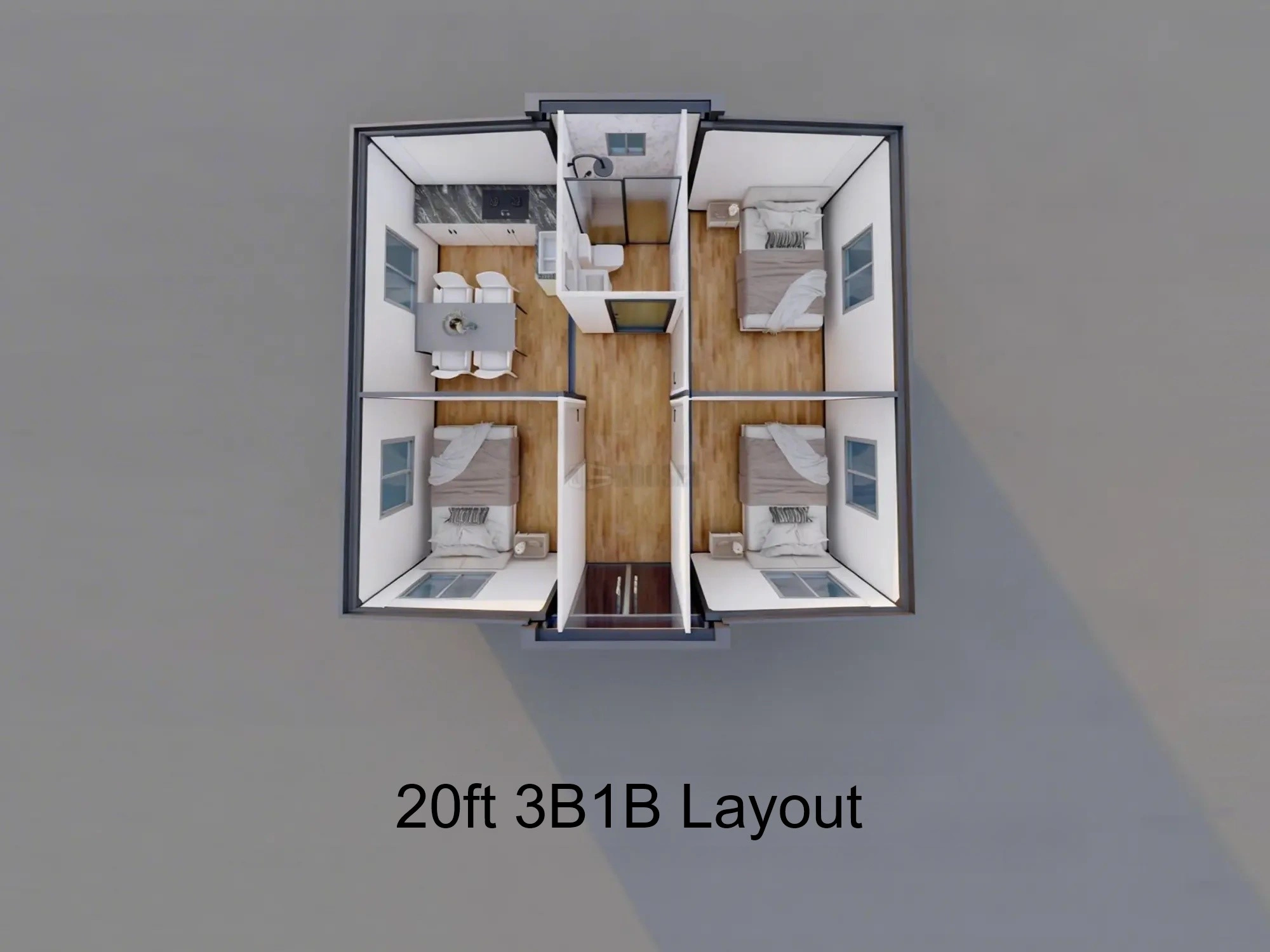 Expandable Container House 20ft 3b1b layout 1