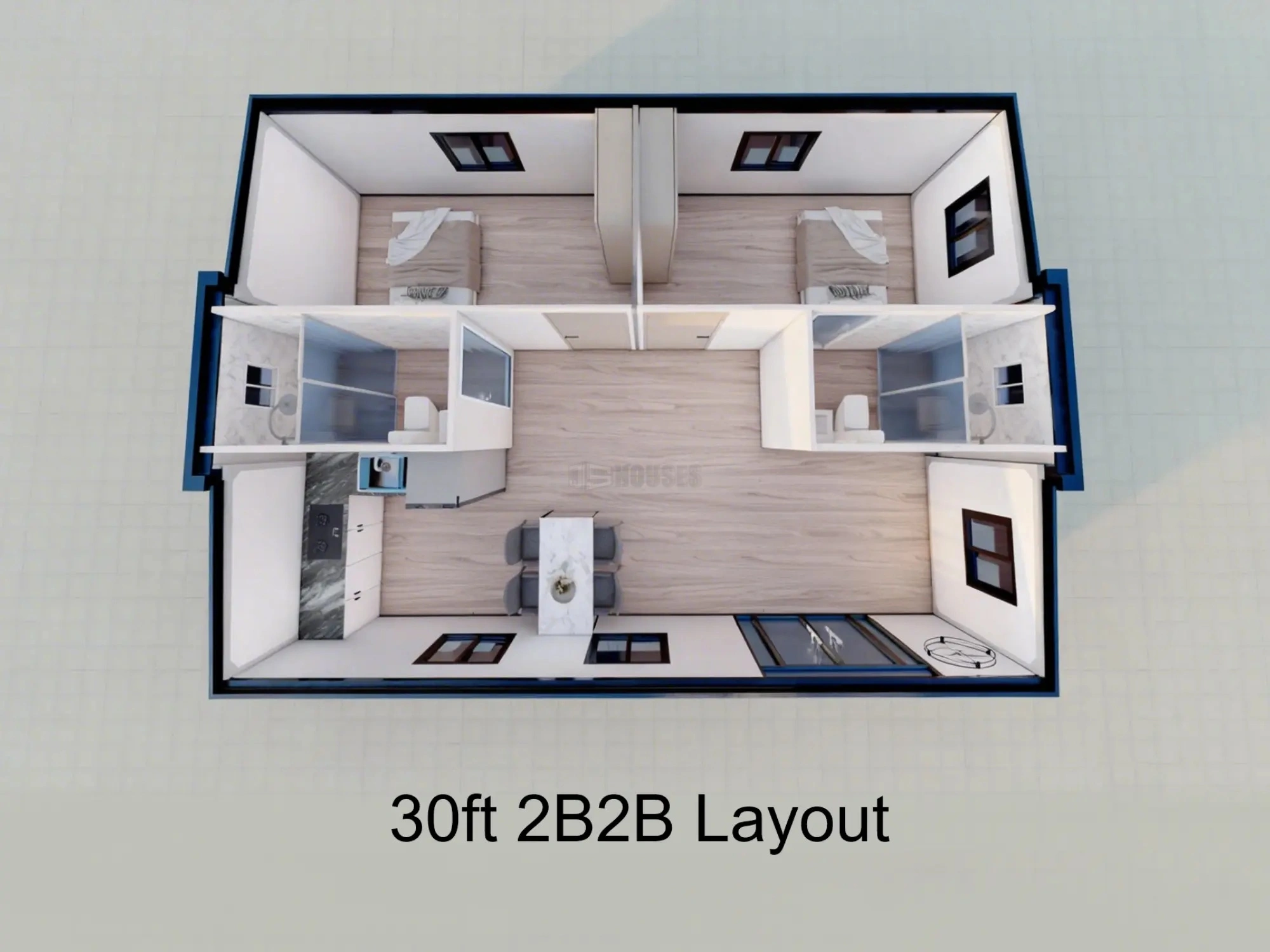 Expandable Container House 30ft 2b2b layout 1
